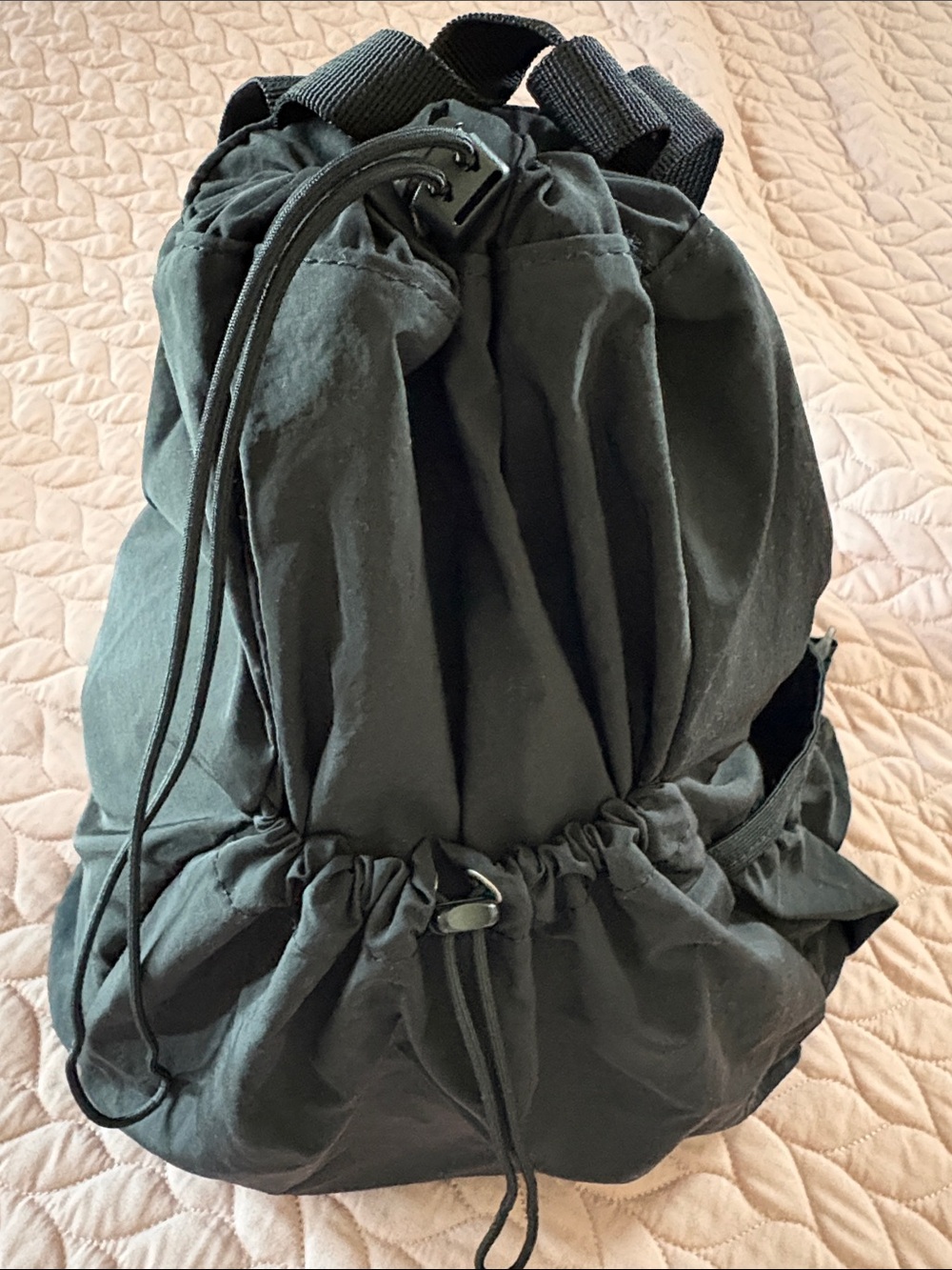 Black Drawstring Women’s  Backpack - Lightweight Everyday Bag